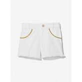 Chain Embellished Stretch Denim Shorts